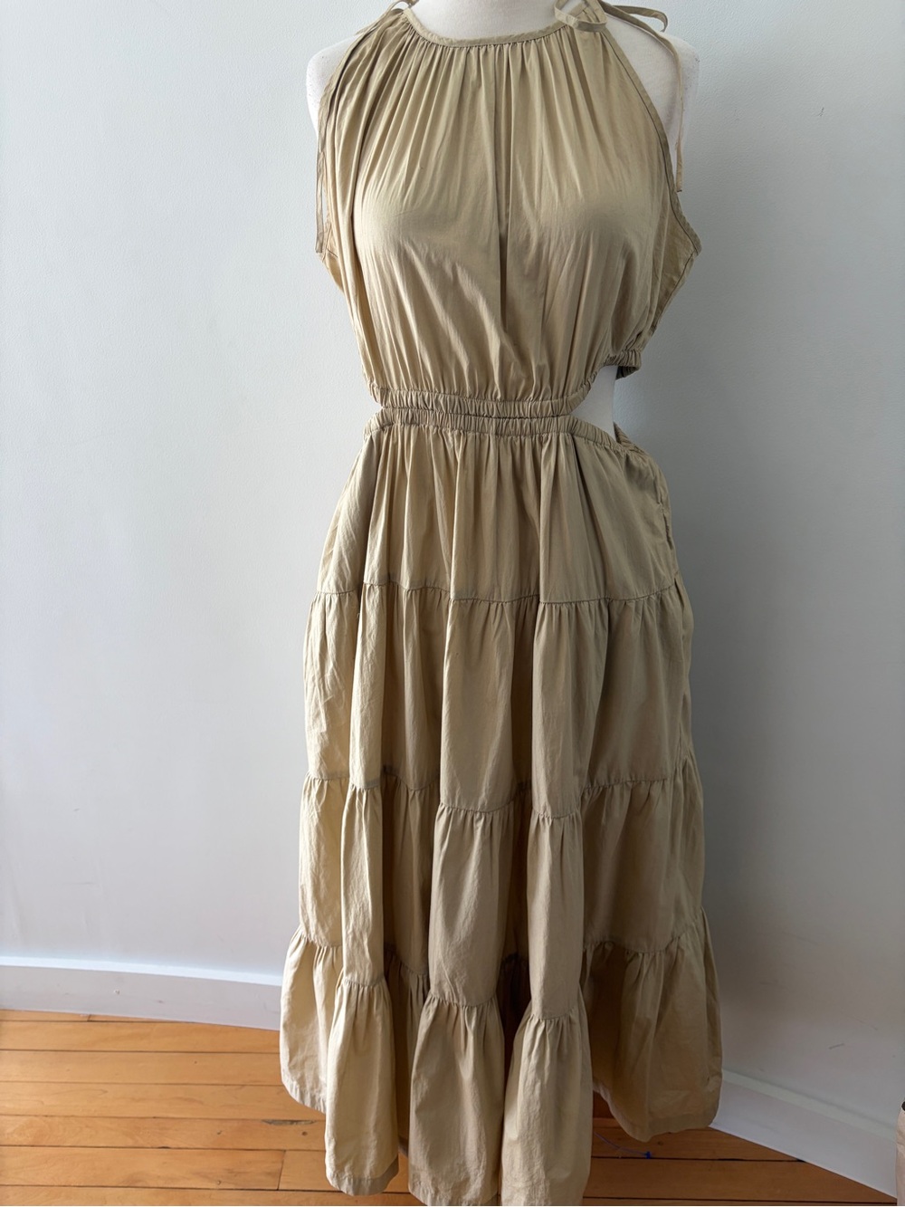 JCrew Women's Sleeveless Tiered Maxi Dress in Beige